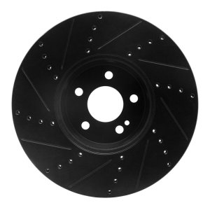 Mercedes-Benz C300 Brake Rotor (1) - Front Right - R1 Concepts - Drilled & Slotted - Black - `15-`23